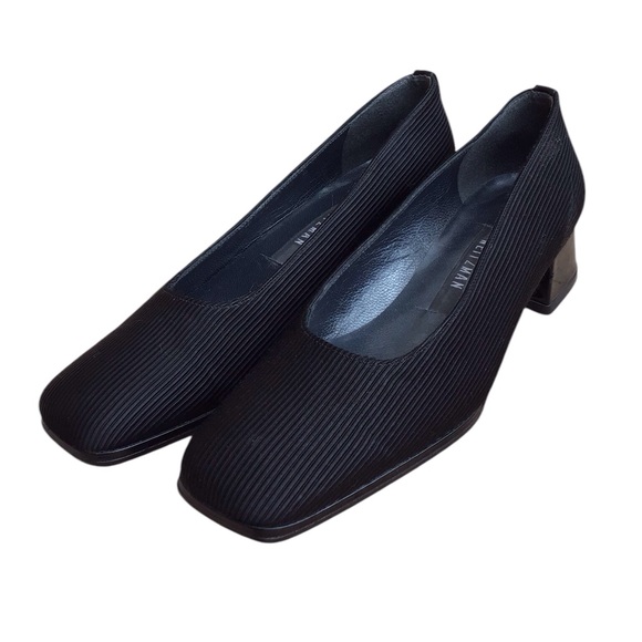 Stuart Weitzman Black Grosgrain Heeled Slip On Shoes Size 5M - Picture 2 of 9